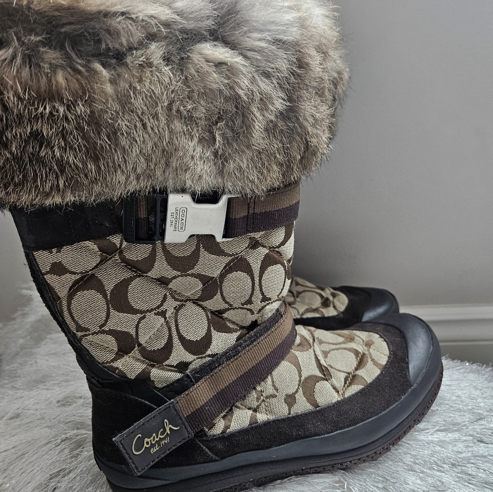 Authentic coach Fur top snow boots